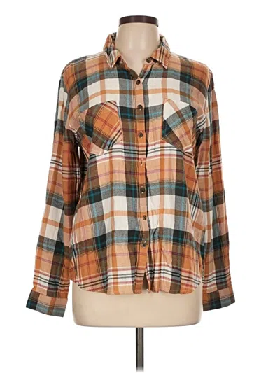 Pre-owned Maurices Long Sleeve Button Down Shirt In Brown