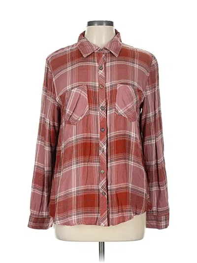 Pre-owned Maurices Long Sleeve Button Down Shirt In Burgundy