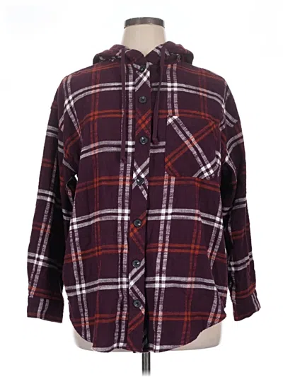 Pre-owned Maurices Long Sleeve Button Down Shirt In Burgundy
