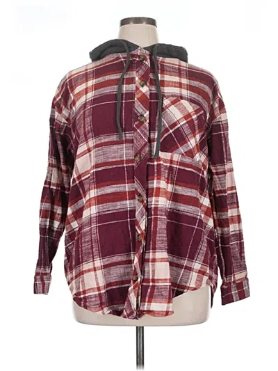 Pre-owned Maurices Long Sleeve Button Down Shirt In Burgundy