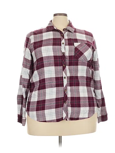 Pre-owned Maurices Long Sleeve Button Down Shirt In Burgundy