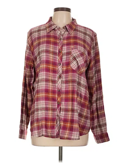 Pre-owned Maurices Long Sleeve Button Down Shirt In Burgundy