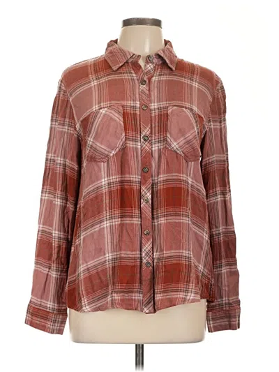 Pre-owned Maurices Long Sleeve Button Down Shirt In Burgundy