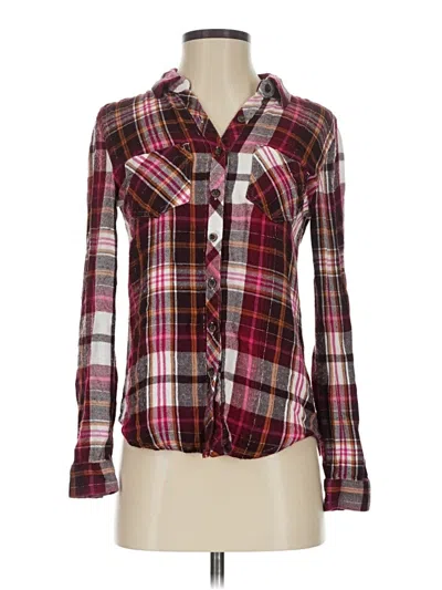 Pre-owned Maurices Long Sleeve Button Down Shirt In Burgundy
