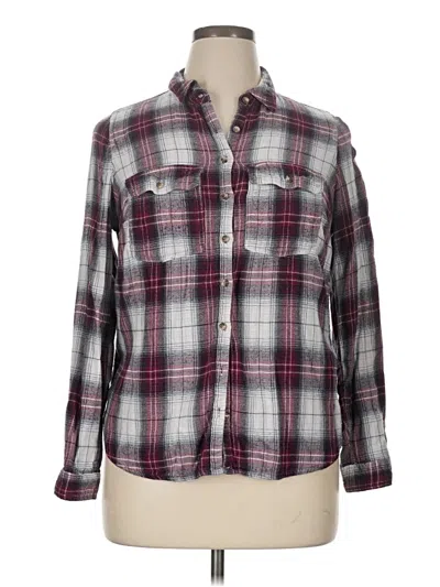 Pre-owned Maurices Long Sleeve Button Down Shirt In Burgundy