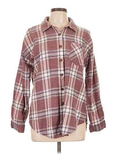 Pre-owned Maurices Long Sleeve Button Down Shirt In Burgundy