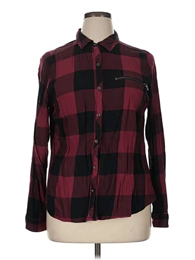 Pre-owned Maurices Long Sleeve Button Down Shirt In Burgundy