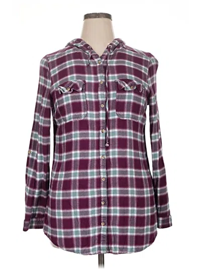 Pre-owned Maurices Long Sleeve Button Down Shirt In Burgundy