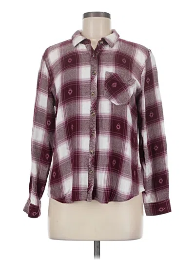 Pre-owned Maurices Long Sleeve Button Down Shirt In Burgundy