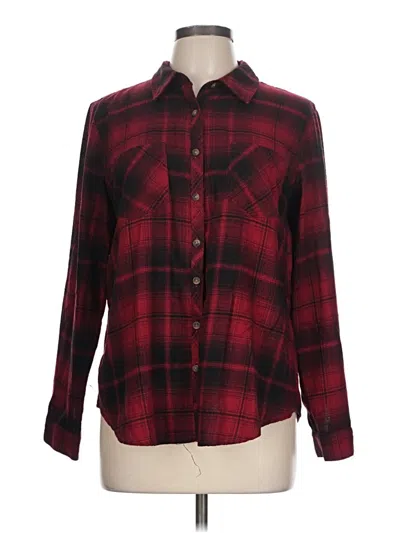 Pre-owned Maurices Long Sleeve Button Down Shirt In Burgundy
