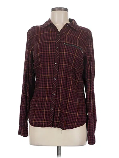 Pre-owned Maurices Long Sleeve Button Down Shirt In Burgundy