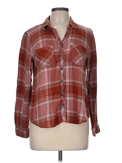 Pre-owned Maurices Long Sleeve Button Down Shirt In Burgundy