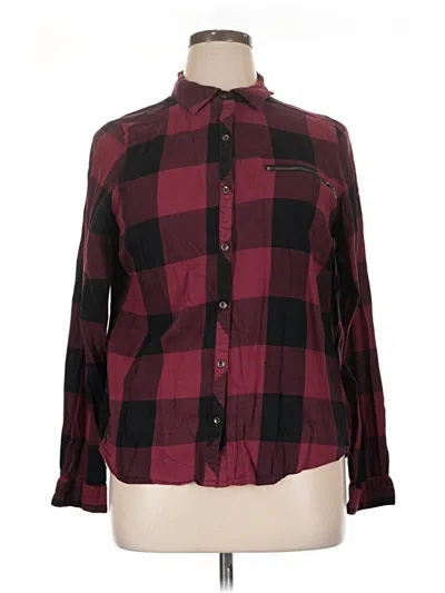 Pre-owned Maurices Long Sleeve Button Down Shirt In Burgundy