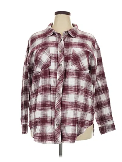 Pre-owned Maurices Long Sleeve Button Down Shirt In Burgundy