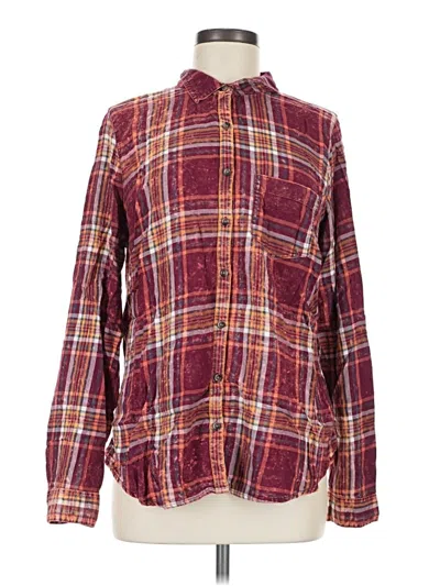 Pre-owned Maurices Long Sleeve Button Down Shirt In Burgundy