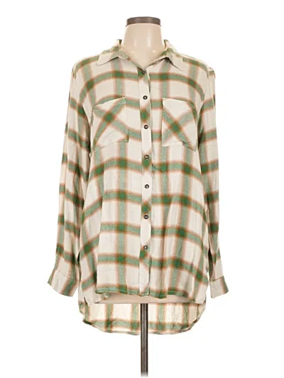 Pre-owned Maurices Long Sleeve Button Down Shirt In Green