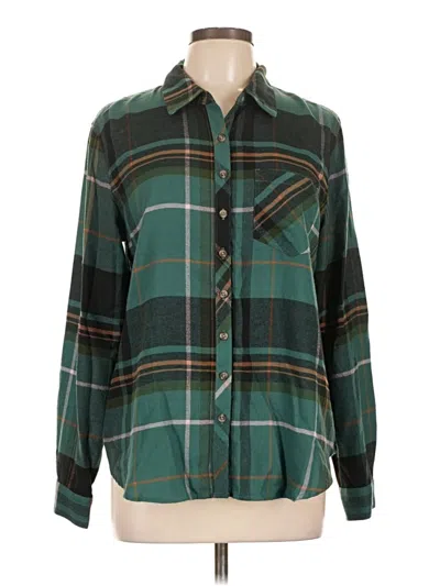 Pre-owned Maurices Long Sleeve Button Down Shirt In Green