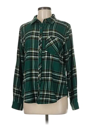 Pre-owned Maurices Long Sleeve Button Down Shirt In Green