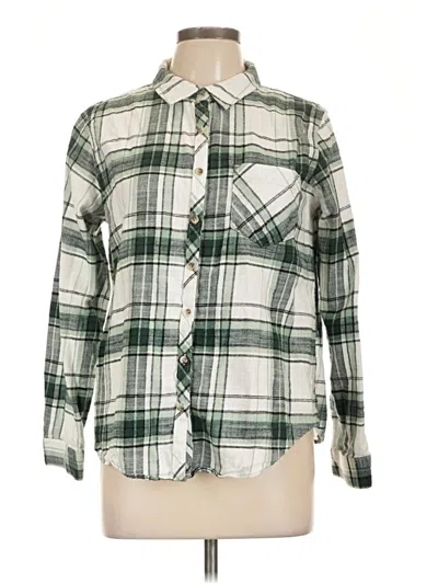Pre-owned Maurices Long Sleeve Button Down Shirt In Green