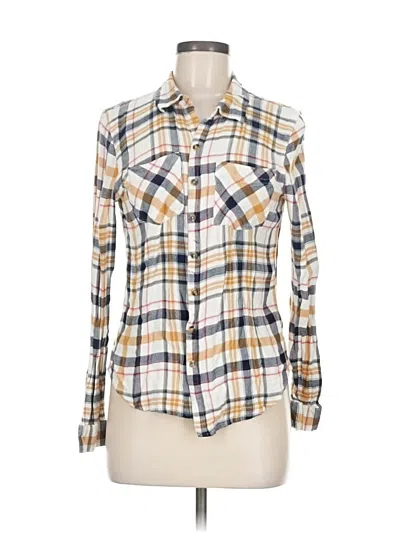 Pre-owned Maurices Long Sleeve Button Down Shirt In Ivory