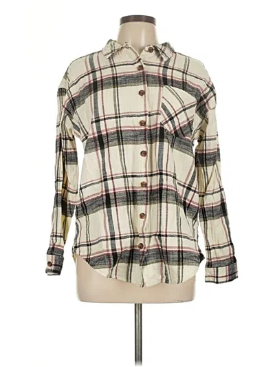 Pre-owned Maurices Long Sleeve Button Down Shirt In Ivory