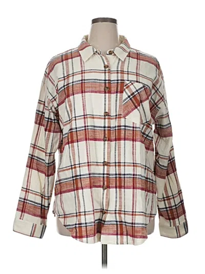 Pre-owned Maurices Long Sleeve Button Down Shirt In Ivory