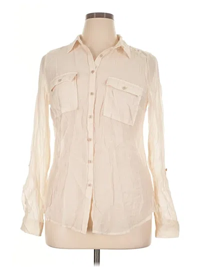 Pre-owned Maurices Long Sleeve Button Down Shirt In Ivory