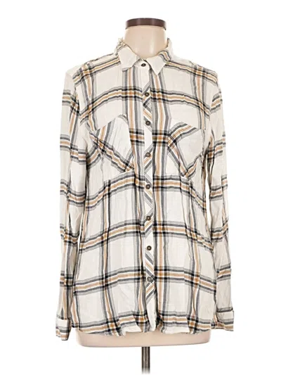 Pre-owned Maurices Long Sleeve Button Down Shirt In Ivory