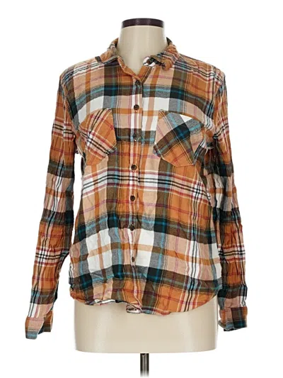 Pre-owned Maurices Long Sleeve Button Down Shirt In Orange