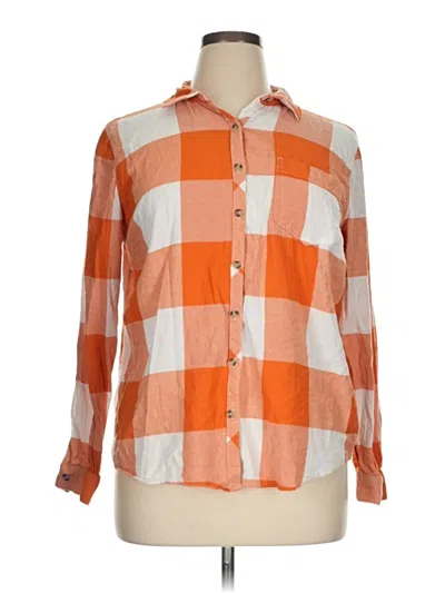 Pre-owned Maurices Long Sleeve Button Down Shirt In Orange