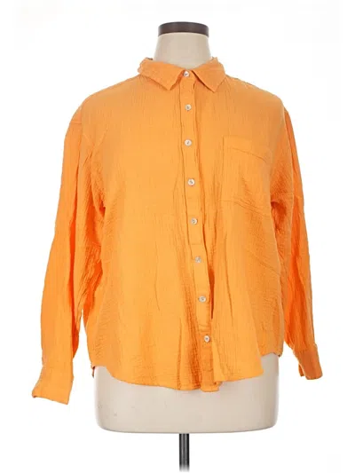 Pre-owned Maurices Long Sleeve Button Down Shirt In Orange