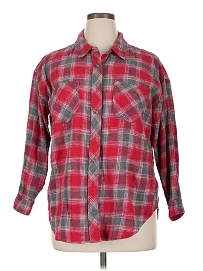 Pre-owned Maurices Long Sleeve Button Down Shirt In Red