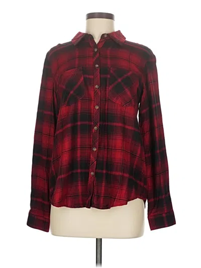 Pre-owned Maurices Long Sleeve Button Down Shirt In Red