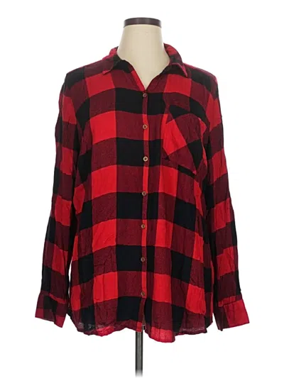 Pre-owned Maurices Long Sleeve Button Down Shirt In Red