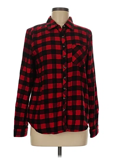 Pre-owned Maurices Long Sleeve Button Down Shirt In Red