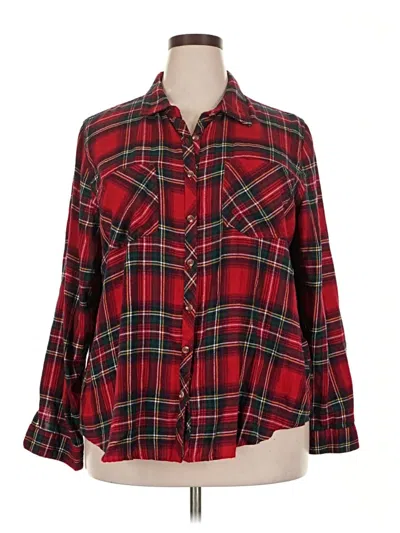 Pre-owned Maurices Long Sleeve Button Down Shirt In Red