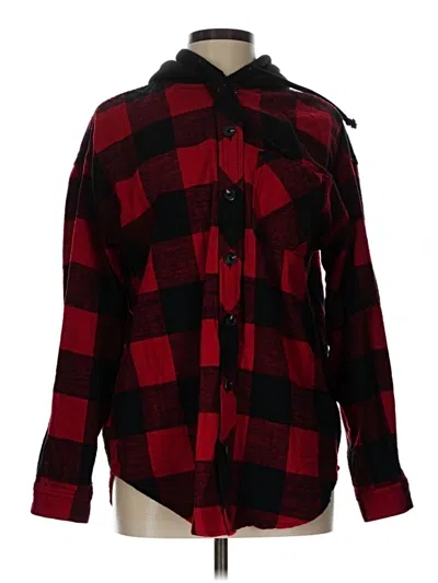Pre-owned Maurices Long Sleeve Button Down Shirt In Red