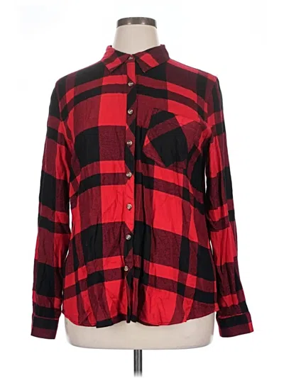 Pre-owned Maurices Long Sleeve Button Down Shirt In Red