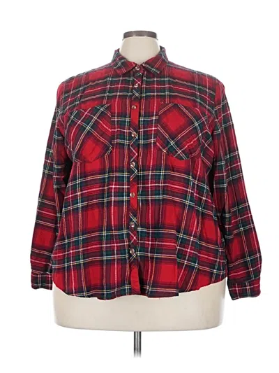 Pre-owned Maurices Long Sleeve Button Down Shirt In Red