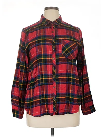 Pre-owned Maurices Long Sleeve Button Down Shirt In Red