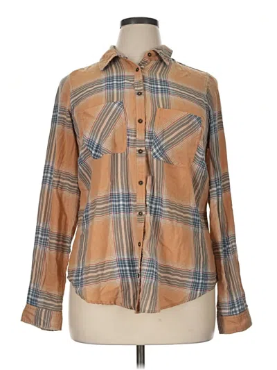 Pre-owned Maurices Long Sleeve Button Down Shirt In Tan