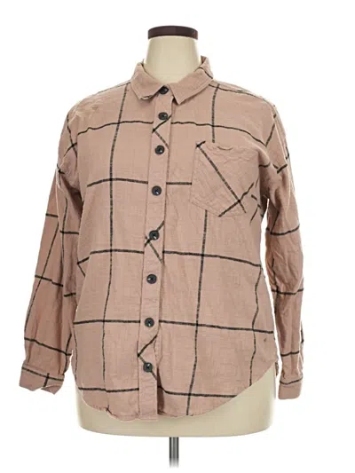Pre-owned Maurices Long Sleeve Button Down Shirt In Tan