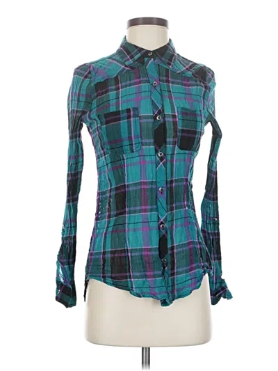 Pre-owned Maurices Long Sleeve Button Down Shirt In Teal