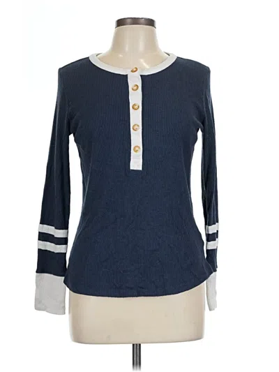 Pre-owned Maurices Long Sleeve Henley Shirt In Blue