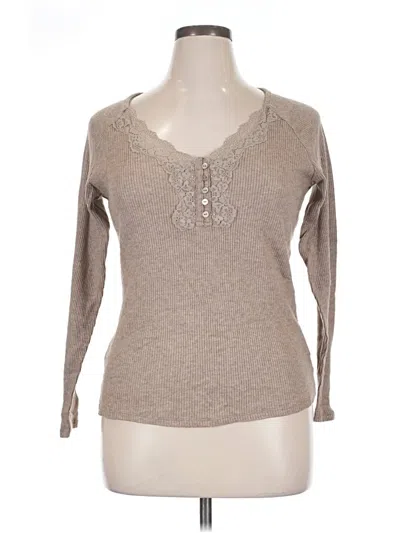 Pre-owned Maurices Long Sleeve Henley Shirt In Brown