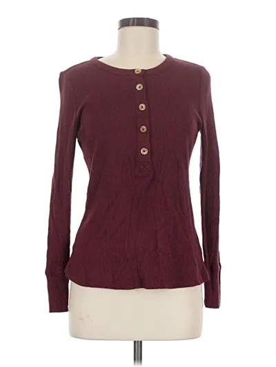 Pre-owned Maurices Long Sleeve Henley Shirt In Burgundy
