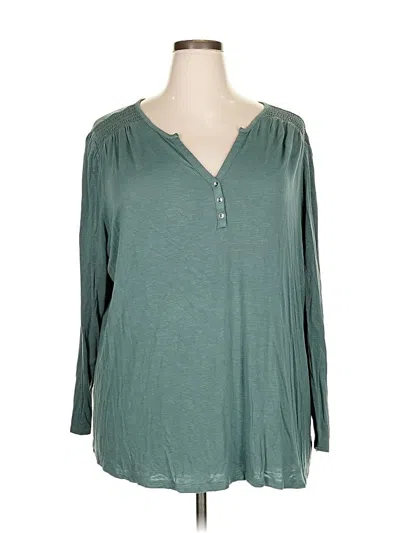 Pre-owned Maurices Long Sleeve Henley Shirt In Green