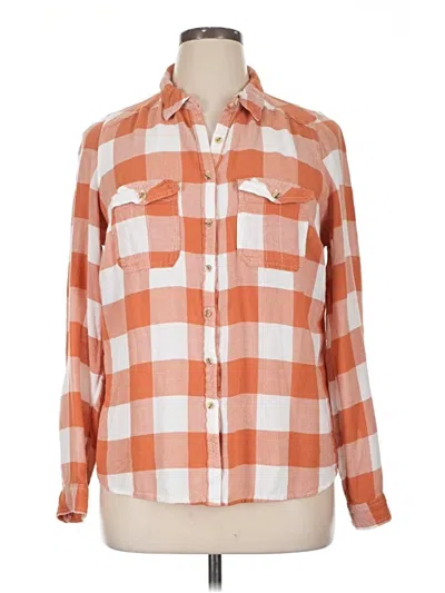 Pre-owned Maurices Long Sleeve Henley Shirt In Orange