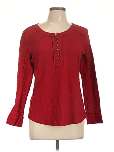 Pre-owned Maurices Long Sleeve Henley Shirt In Red