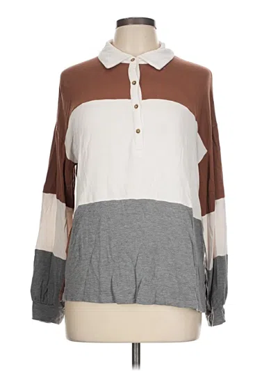 Pre-owned Maurices Long Sleeve Polo Shirt In Brown